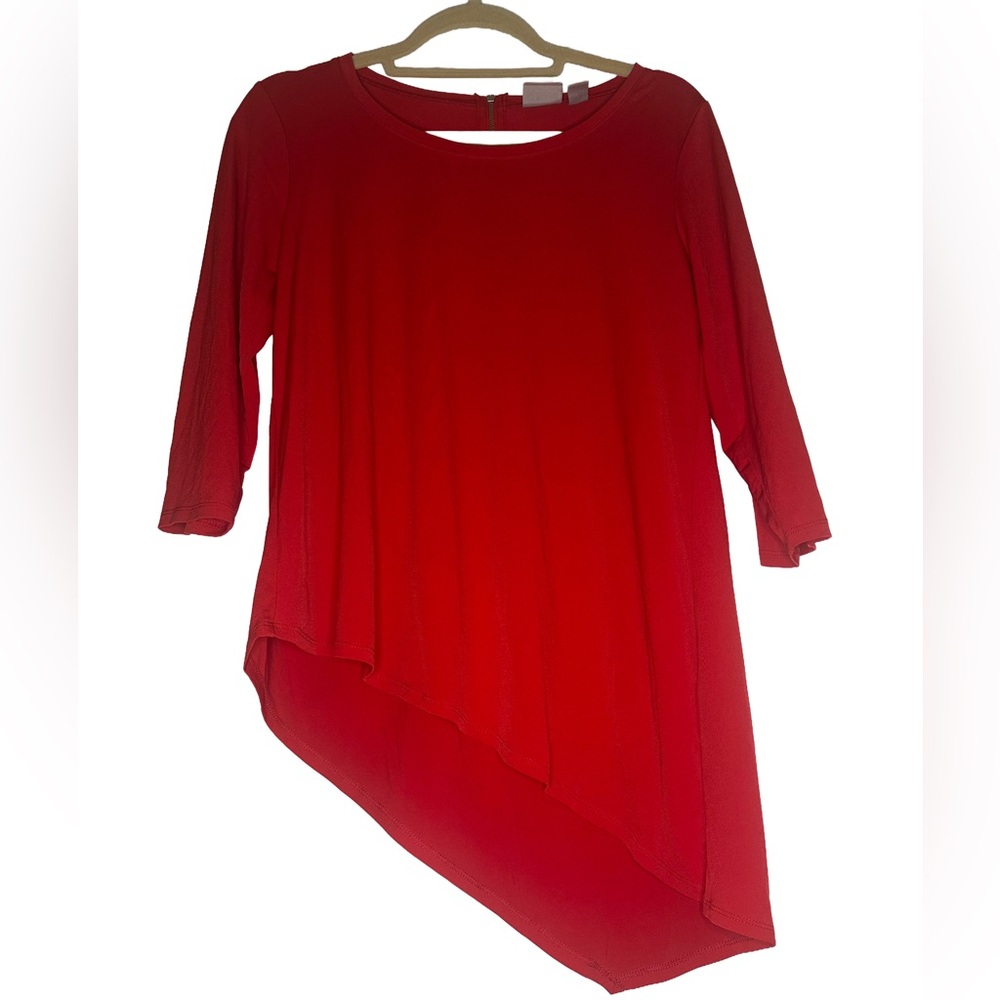 Chico's 0/US4/S Vibrant Red Asymmetrical Blouse